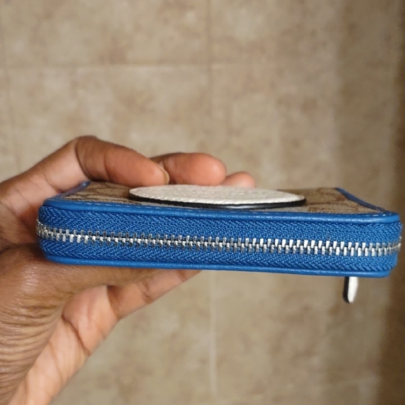 Coach Blue and Brown Leather Wallet - Picture 5 of 9